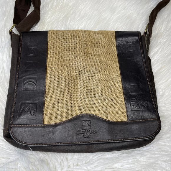 Juan Valdez Cafe Leather Straw Shoulder Bag Crossbody Tote Purse Messenger RARE - Picture 3 of 9